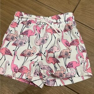Janie and Jack Pink Flamingo Print Kids swim trunks